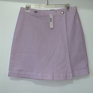 Jcrew garmet dyed denim wrap mini skirt in misty orchid